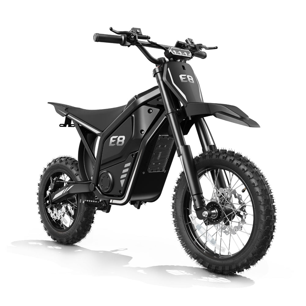 Qlife Vela E8 electric dirt bike in black