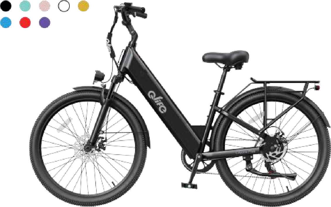 Qlife CityOne Plus ST step-thru commuter electric bike, side view