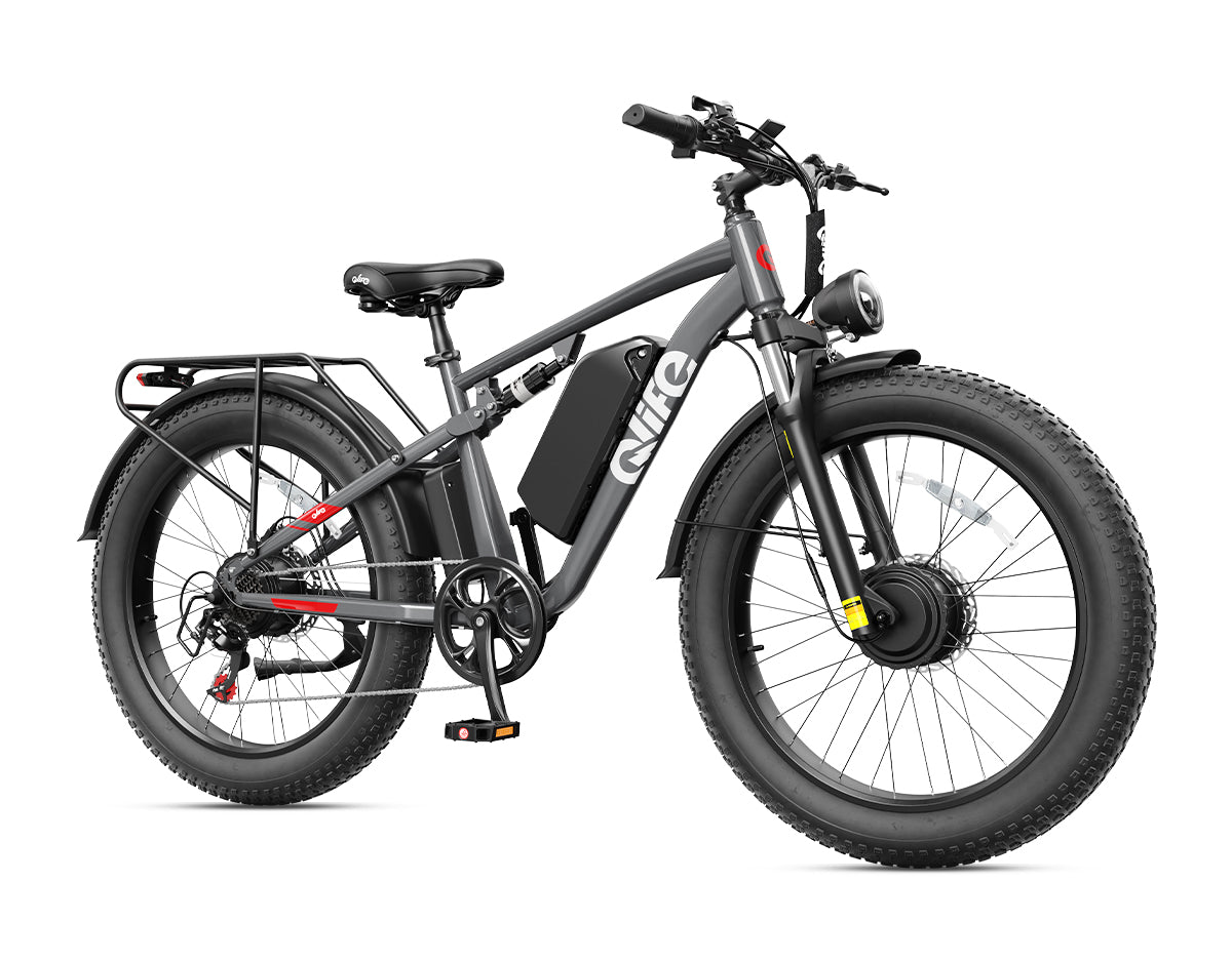 Qlife Racer fat tire electric bike in gray