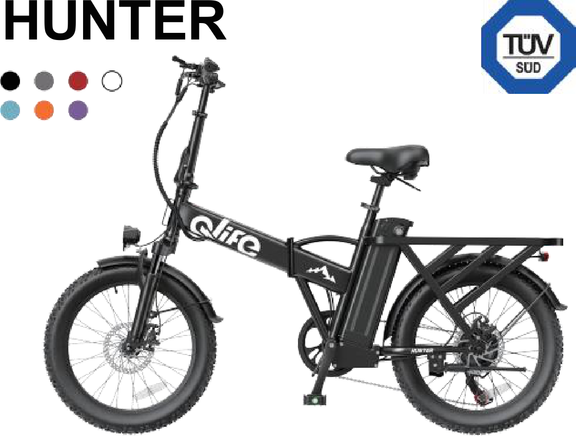 Qlife Hunter folding electric bike, side view