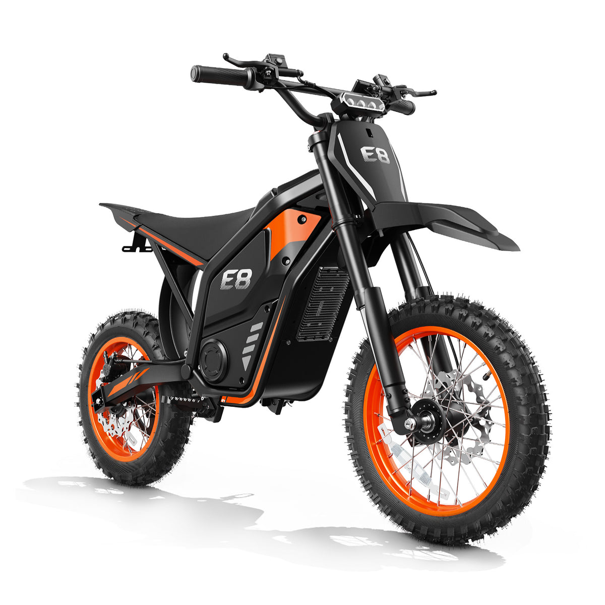 Qlife Vela E8 electric dirt bike in orange