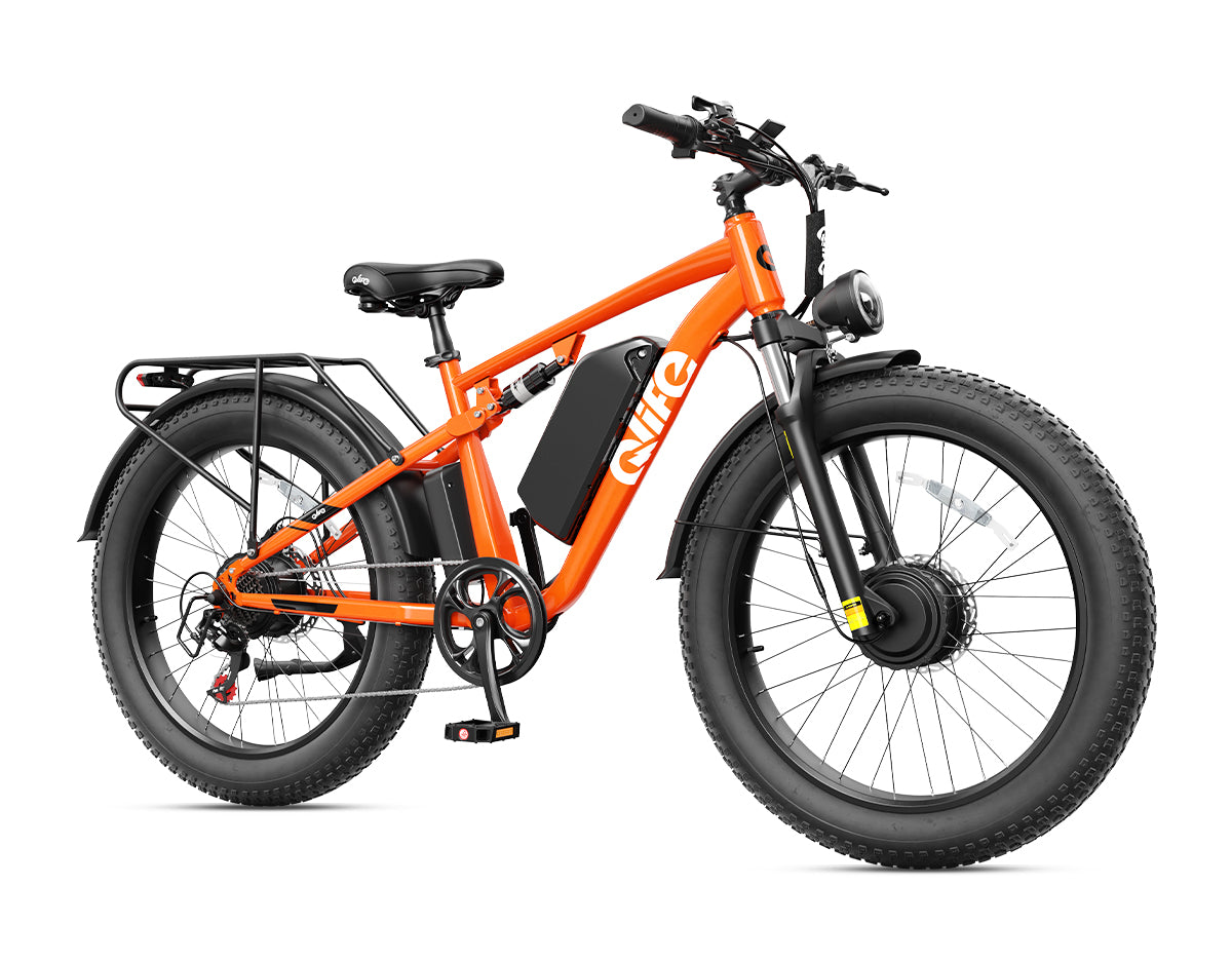 Qlife Racer fat tire electric bike in orange
