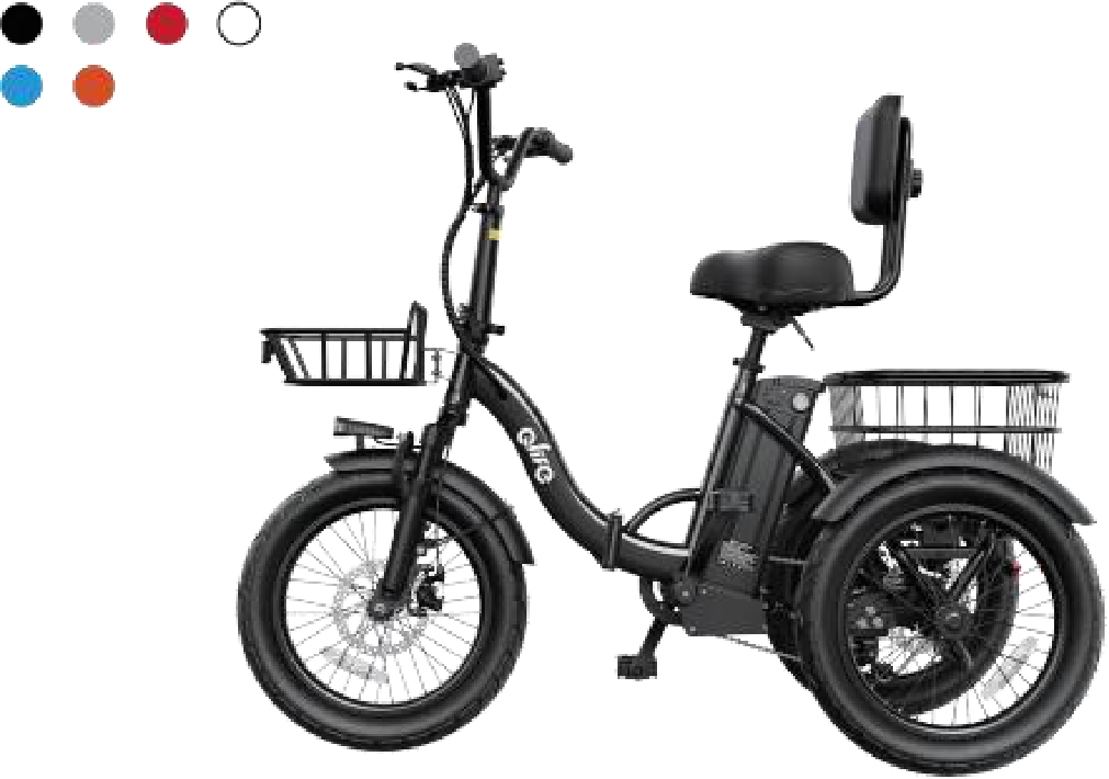 Qlife Triker 2.0 folding three-wheel electric trike, side view